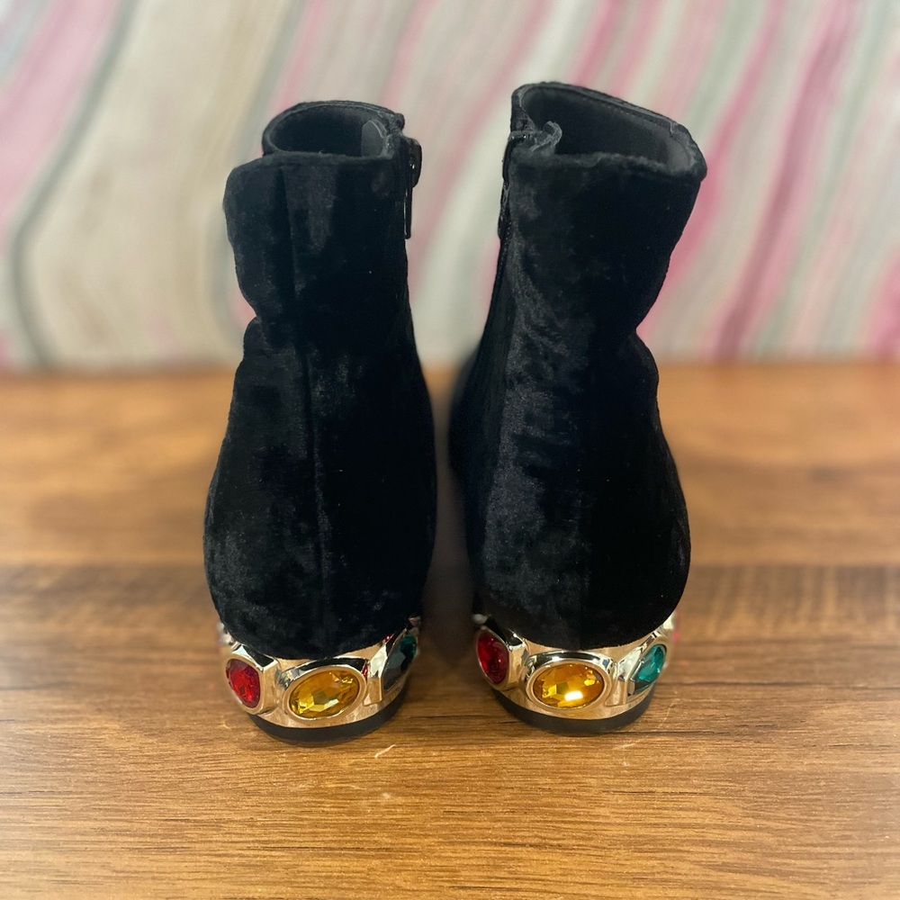 Neiman Marcus Black Anax Booties with Jeweled Heel